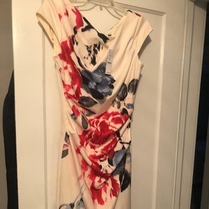 WHBM floral gathering sheath dress- size 6